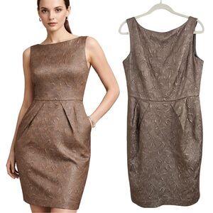 NWT Banana Republic Brown Taupe Sheath Dress Wedding Guest Cocktail Size 12
